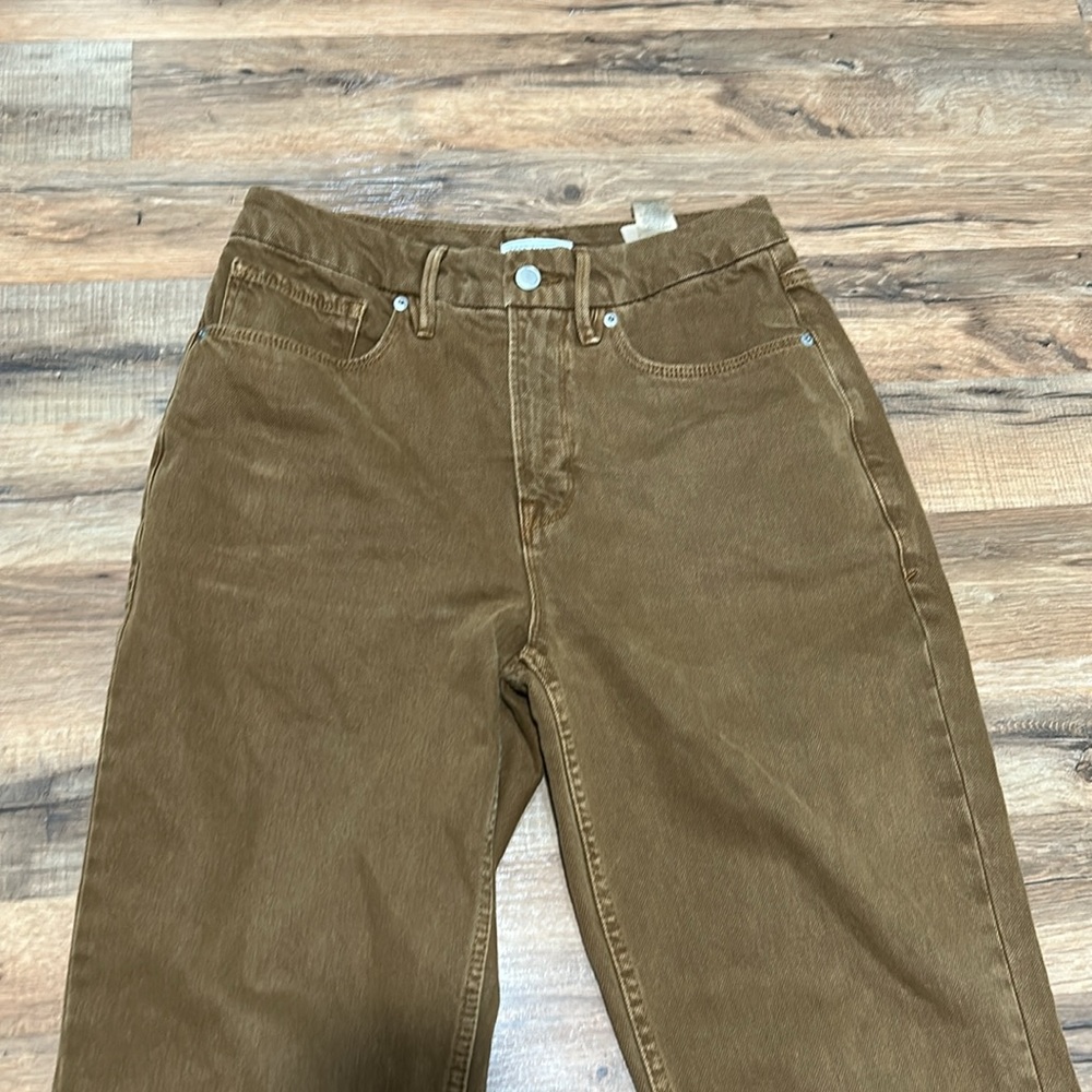 GOOD AMERICAN WOMEN STRAIGHT PANT HIGH RISE BROWN Sz 4/27 - Picture 3 of 10
